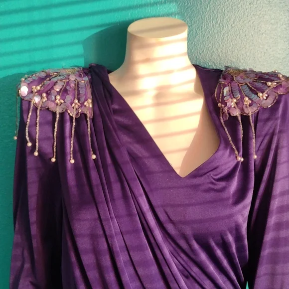Vintage Formal Purple Evening Dress - Picture 3 of 9